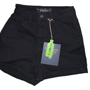 Indigo Rein 🆕 Mom Fit Super High Rise Relaxed Fit Black Denim Shorts Sz 5 / 26